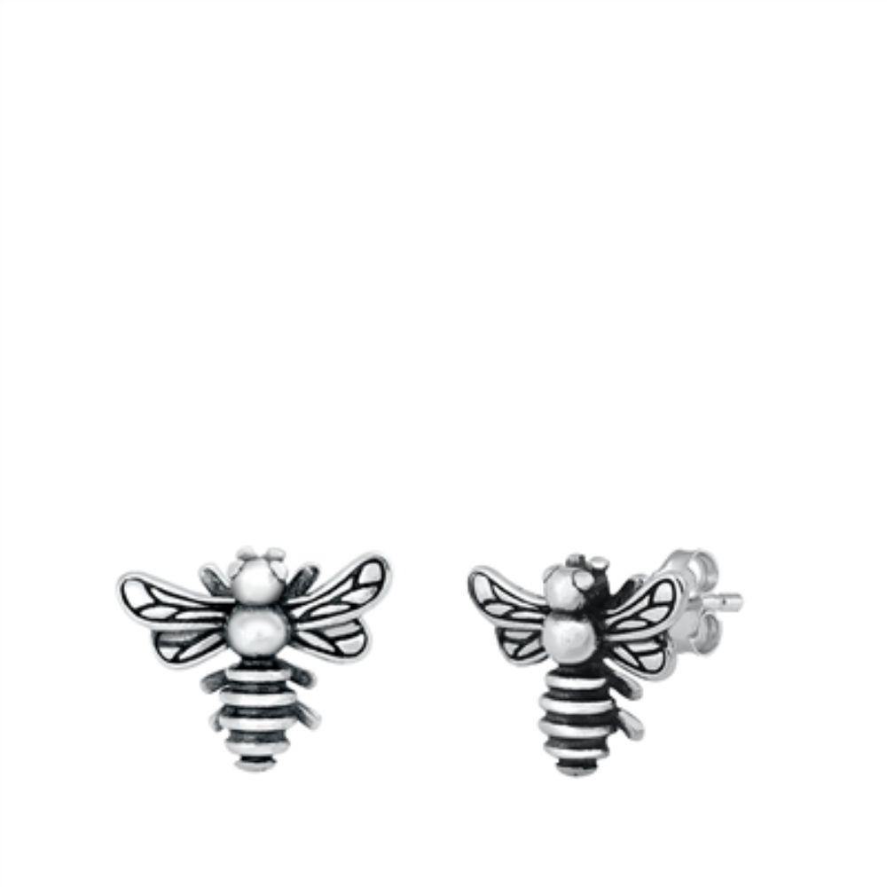 Sterling Silver Bee Stud Earrings