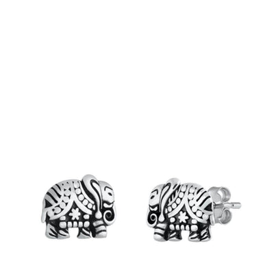 Sterling Silver Elephant Stud Earrings - silverdepot