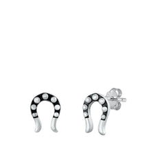 Load image into Gallery viewer, Sterling Silver Horseshoe Stud Earrings - silverdepot