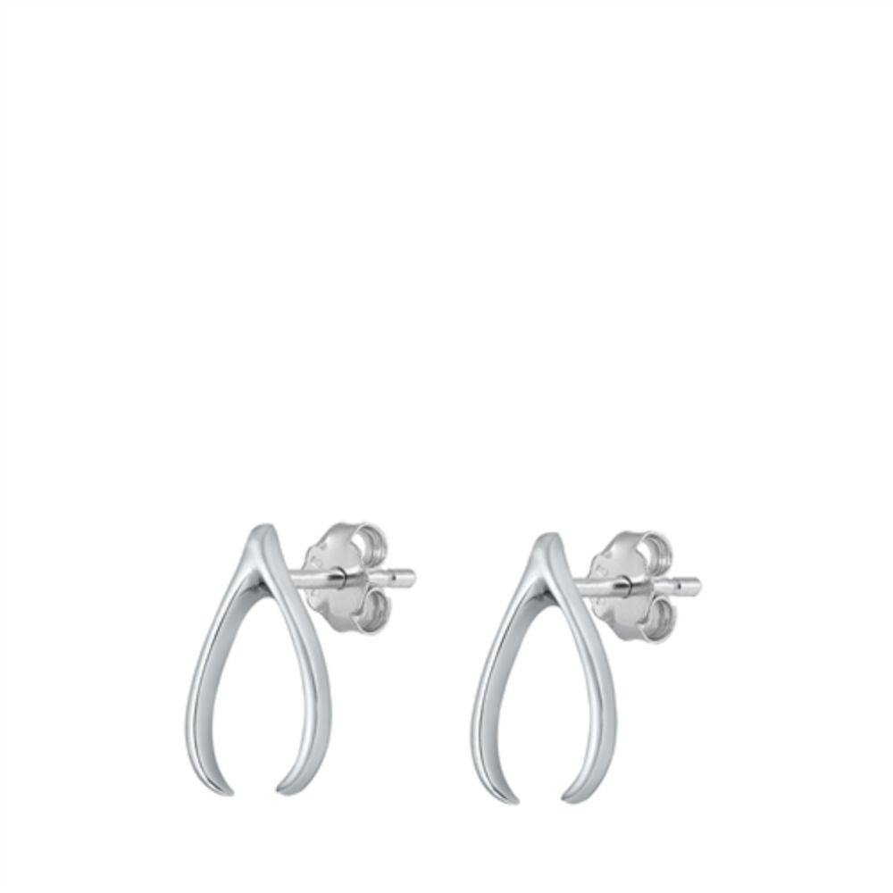 Sterling Silver Wishbone Stud Earrings