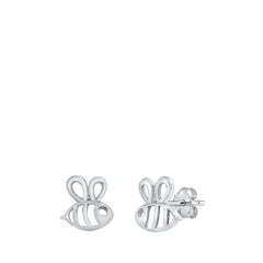 Sterling Silver Oxidized Bumble Bee Stud Earrings