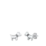 Sterling Silver Oxidized Dog Stud Earrings