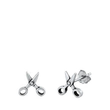Load image into Gallery viewer, Sterling Silver Oxidized Scissors Stud Earrings