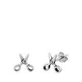 Sterling Silver Oxidized Scissors Stud Earrings
