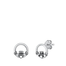 Load image into Gallery viewer, Sterling Silver Oxidized Claddaugh Wreath Stud Earrings