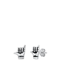 Load image into Gallery viewer, Sterling Silver Oxidized Shaka Stud Earrings