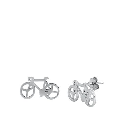 Sterling Silver Rhodium Plated Bicycle Stud Earrings