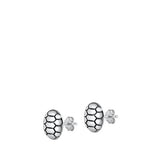 Sterling Silver Oxidized Turtle Shell Stud Earrings