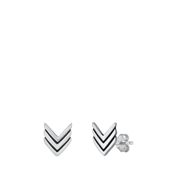 Sterling Silver Oxidized Chevron Stud Earrings