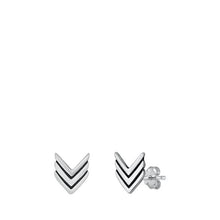 Load image into Gallery viewer, Sterling Silver Oxidized Chevron Stud Earrings