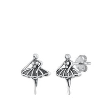 Load image into Gallery viewer, Sterling Silver Oxidized Ballerina Stud Earrings