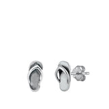 Sterling Silver Oxidized Sandals Stud Earrings