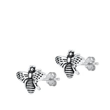 Load image into Gallery viewer, Sterling Silver Rhodium Plated Bee Stud Earrings