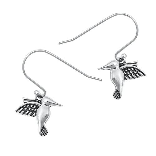 Sterling Silver Oxidized Hummingbird Earrings