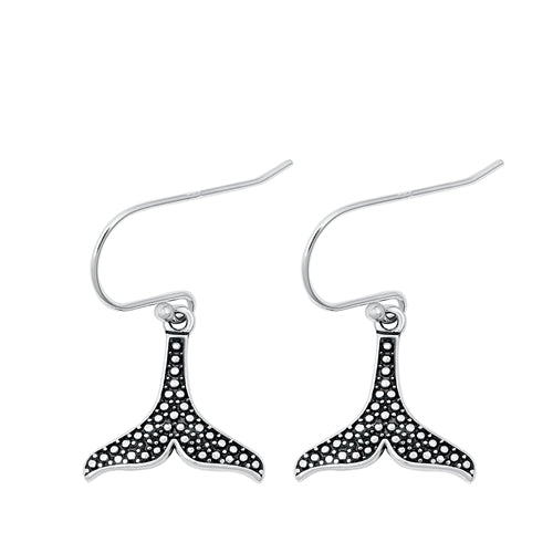 Sterling Silver Oxidized Whale Tail Assorted Plain Earrings