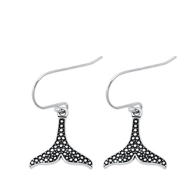 Sterling Silver Oxidized Whale Tail Assorted Plain Earrings