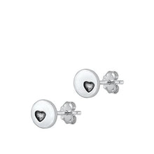 Load image into Gallery viewer, Sterling Silver Oxidized Mini Heart Stud Earrings