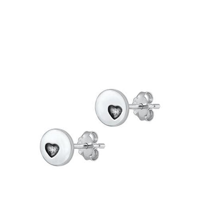 Sterling Silver Oxidized Mini Heart Stud Earrings