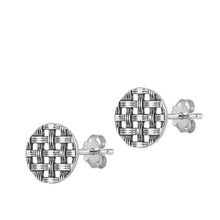 Load image into Gallery viewer, Sterling Silver Oxidized Basket Weave Stud Earrings