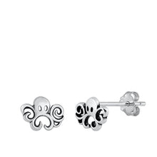 Load image into Gallery viewer, Sterling Silver Oxidized Octopus Stud Earrings-5.8mm