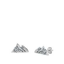 Load image into Gallery viewer, Sterling Silver Oxidized Mountains Stud Earrings-5.4mm