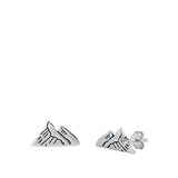 Sterling Silver Oxidized Mountains Stud Earrings-5.4mm