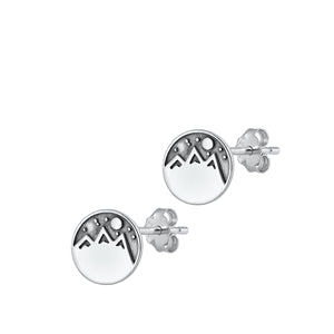 Sterling Silver Oxidized Mountains Stud Earrings