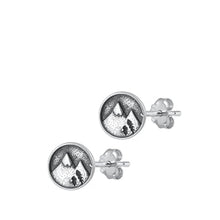 Load image into Gallery viewer, Sterling Silver Oxidized Mountains Stud Earrings-6.8mm