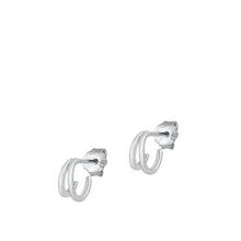 Load image into Gallery viewer, Sterling Silver Rhodium Plated Double Hoop Assorted Plain Earrings