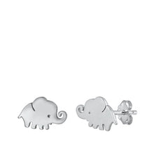 Load image into Gallery viewer, Sterling Silver Rhodium Plated Elephant Stud Earrings