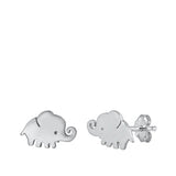 Sterling Silver Rhodium Plated Elephant Stud Earrings