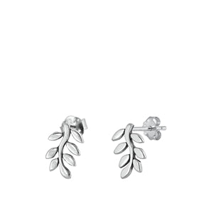 Sterling Silver Oxidized Branch Leaves Stud Earrings