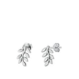 Sterling Silver Oxidized Branch Leaves Stud Earrings