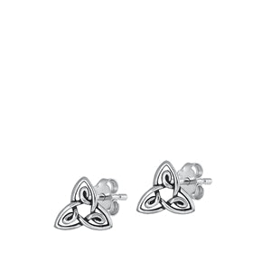 Sterling Silver Oxidized Celtic Triquetra Stud Earrings