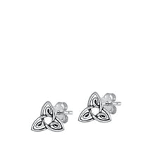 Load image into Gallery viewer, Sterling Silver Oxidized Celtic Triquetra Stud Earrings