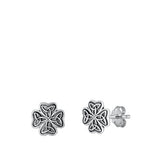 Sterling Silver Oxidized Celtic Cross Stud Earrings