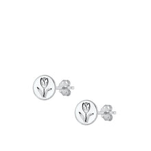 Load image into Gallery viewer, Sterling Silver Oxidized Flower Stud Earrings