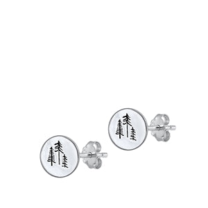 Sterling Silver Oxidized Forest Trees Earrings