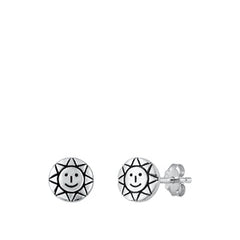Sterling Silver Oxidized Sun Earrings