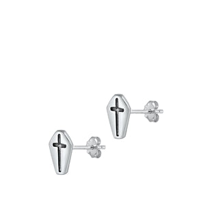 Sterling Silver Oxidized Cross Earrings