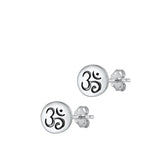 Sterling Silver Oxidized Om Symbol Earrings
