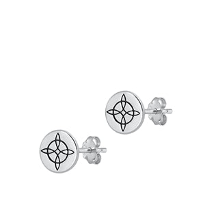 Sterling Silver Oxidized Earrings-8.7mm