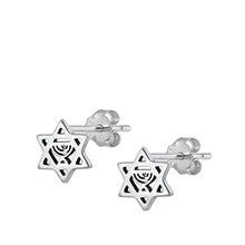 Load image into Gallery viewer, Sterling Silver Oxidized Star of David Stud Earrings