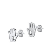 Sterling Silver Oxidized Hands Earrings