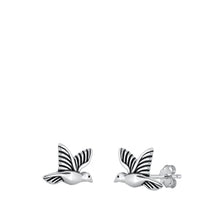 Load image into Gallery viewer, Sterling Silver Oxidized Hummingbird Stud Earrings