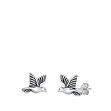 Sterling Silver Oxidized Hummingbird Stud Earrings