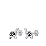 Sterling Silver Oxidized Turtle Stud Earrings