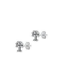 Load image into Gallery viewer, Sterling Silver Oxidized Cross Stud Earrings