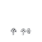 Sterling Silver Oxidized Mushroom Earrings