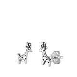 Sterling Silver Oxidized Giraffe Earrings